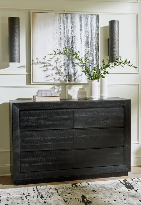 Londer California King Panel Bed with Dresser and Nightstand in Black from Ashley - Luna Furniture