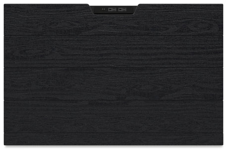 Londer California King Panel Bed with Mirrored Dresser and Nightstand in Black from Ashley - Luna Furniture