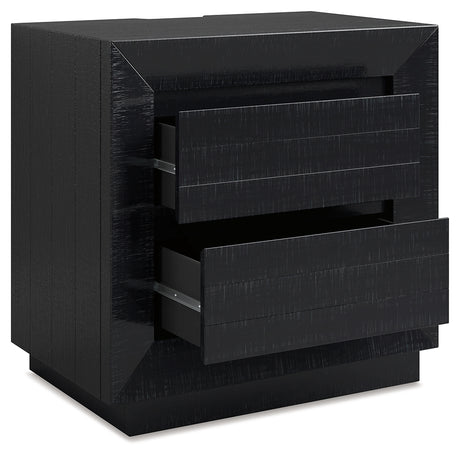 Londer King Panel Bed with Dresser and Nightstand in Black from Ashley - Luna Furniture
