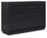 Londer King Panel Bed with Dresser and Nightstand in Black from Ashley - Luna Furniture