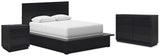 Londer Queen Panel Bed with Dresser and Nightstand in Black from Ashley - Luna Furniture