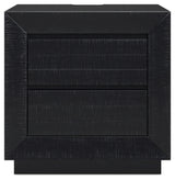 Londer Queen Panel Bed with Mirrored Dresser and 2 Nightstands in Black from Ashley - Luna Furniture