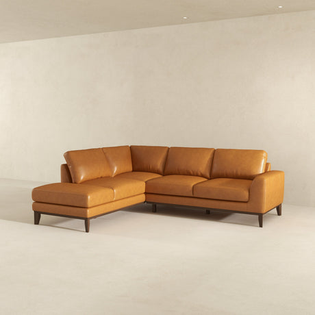London Cognac Leather Left Facing Sectional from Ashcroft Furniture - Luna Furniture