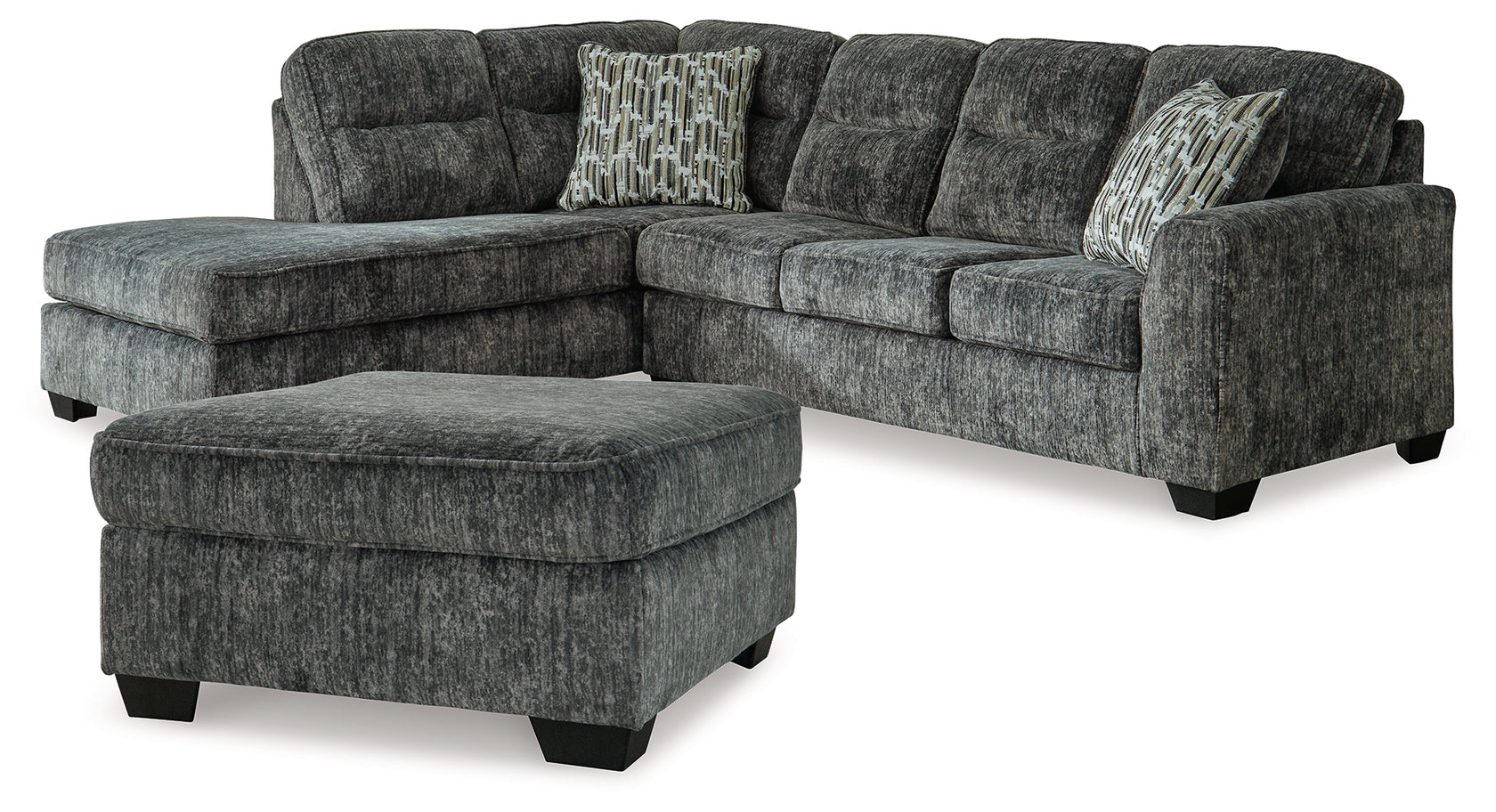 Lonoke Gunmetal 2-Piece Sectional with Ottoman from Ashley - Luna Furniture