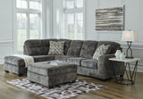 Lonoke Gunmetal 2-Piece Sectional with Ottoman from Ashley - Luna Furniture