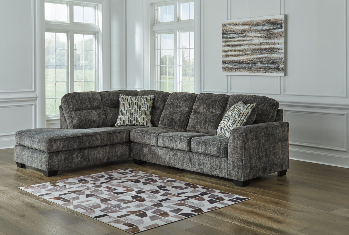 Lonoke Gunmetal 2-Piece Sectional with Ottoman from Ashley - Luna Furniture