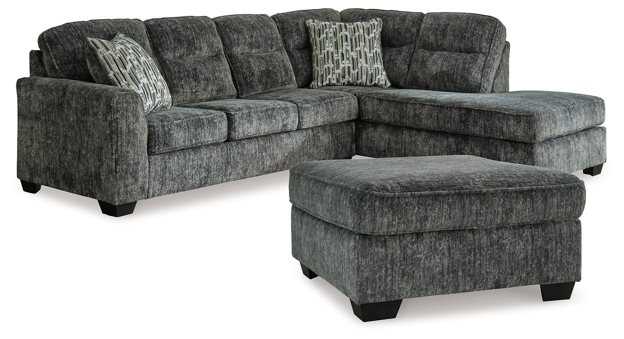 Lonoke Gunmetal 2-Piece Sectional with Ottoman from Ashley - Luna Furniture