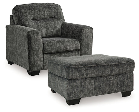 Lonoke Gunmetal Chair and Ottoman from Ashley - Luna Furniture