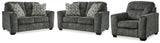 Lonoke Gunmetal 2 Loveseats and Chair from Ashley - Luna Furniture