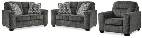 Lonoke Gunmetal 2 Loveseats and Chair from Ashley - Luna Furniture