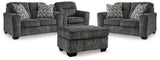 Lonoke Gunmetal 2 Loveseats, Oversized Chair and Ottoman from Ashley - Luna Furniture