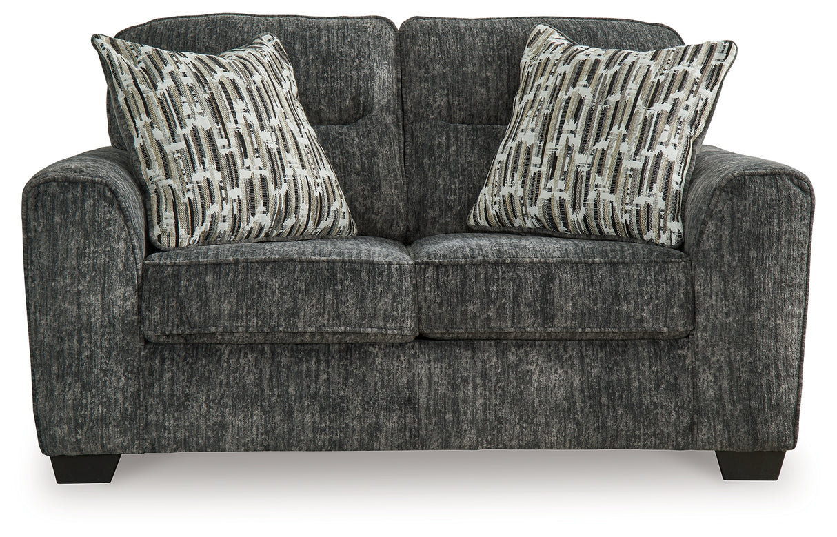 Lonoke Gunmetal 2 Loveseats, Oversized Chair and Ottoman from Ashley - Luna Furniture