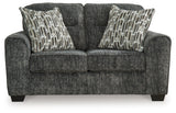 Lonoke Gunmetal 2 Loveseats, Oversized Chair and Ottoman from Ashley - Luna Furniture