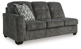 Lonoke Gunmetal 2-Piece Sectional, Oversized Chair and Ottoman from Ashley - Luna Furniture