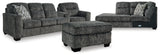 Lonoke Gunmetal 2-Piece Sectional, Oversized Chair and Ottoman from Ashley - Luna Furniture