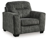 Lonoke Gunmetal Loveseat, Oversized Chair and Ottoman from Ashley - Luna Furniture