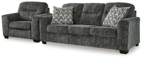 Lonoke Gunmetal Sofa and Oversized Chair from Ashley - Luna Furniture