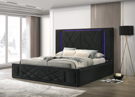 Lorenzo Black LED King Storage Platform Bed from Happy Homes - Luna Furniture