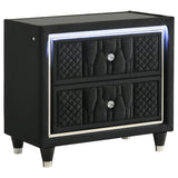 Lorient Black 2-Drawer LED Nightstand with USB from Coaster - Luna Furniture