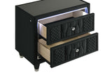 Lorient Black 2-Drawer LED Nightstand with USB from Coaster - Luna Furniture