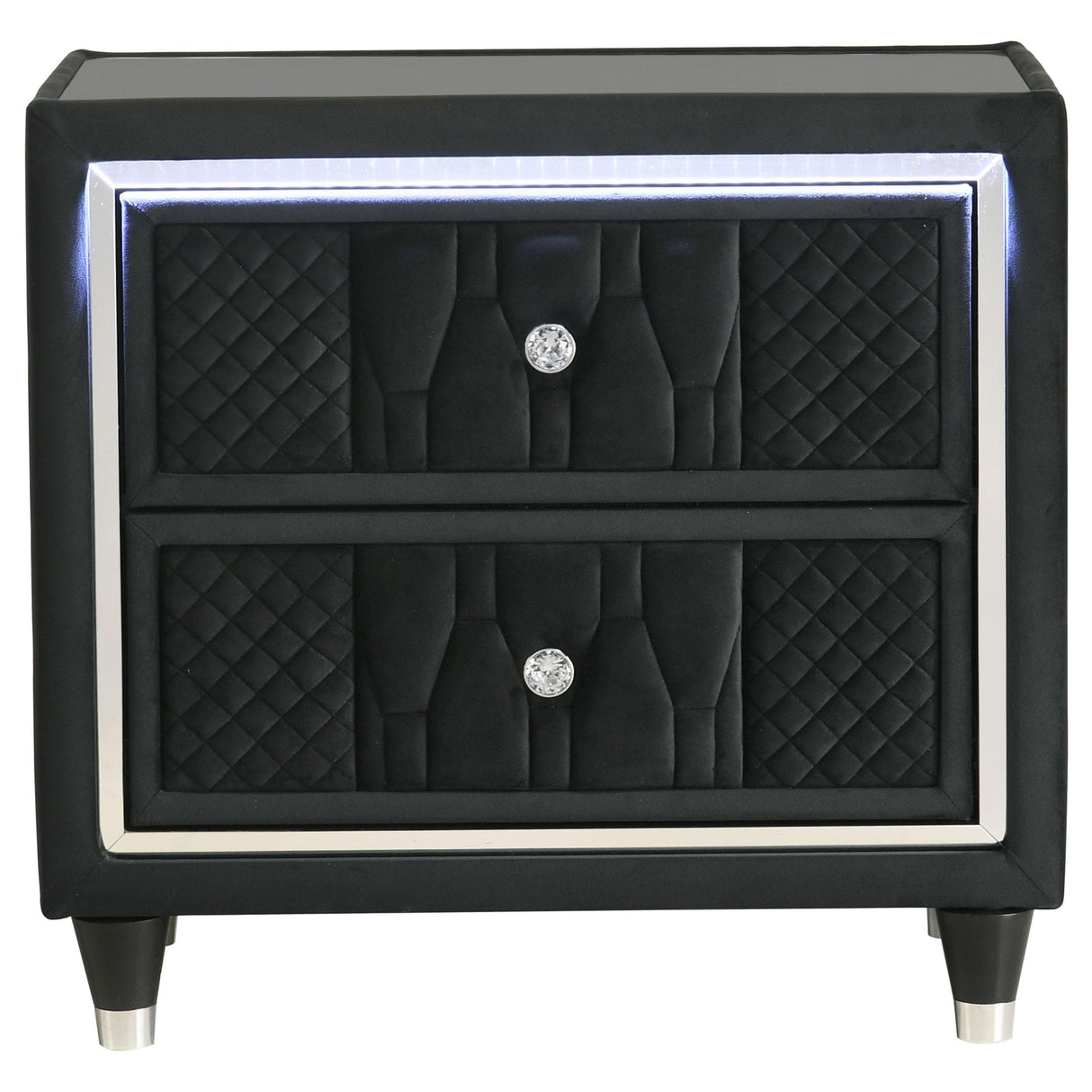 Lorient Black 2-Drawer LED Nightstand with USB from Coaster - Luna Furniture