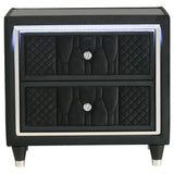 Lorient Black 2-Drawer LED Nightstand with USB from Coaster - Luna Furniture