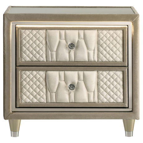 Lorient Ivory and Camel 2-Drawer LED Nightstand with USB from Coaster - Luna Furniture
