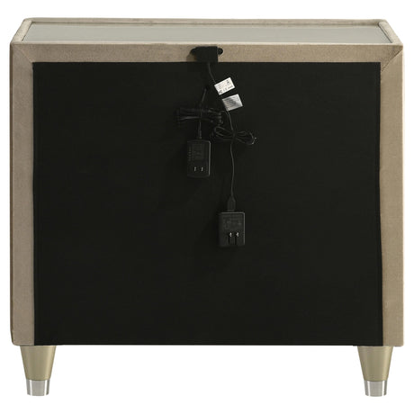 Lorient Ivory and Camel 2-Drawer LED Nightstand with USB from Coaster - Luna Furniture