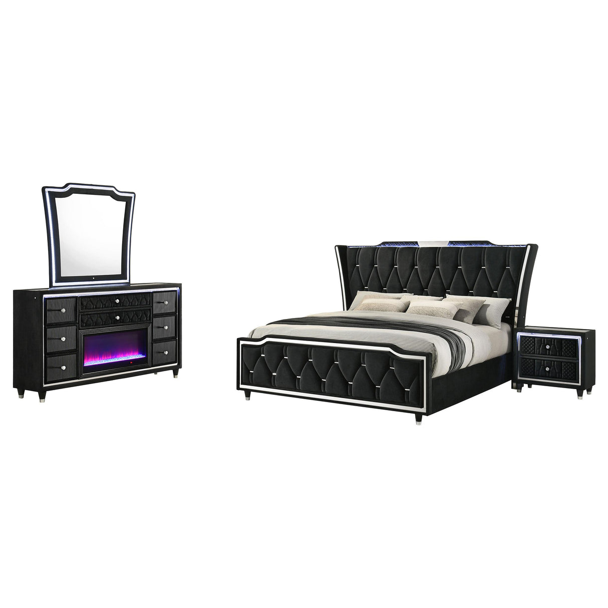 Lorient Black 4-Piece Eastern King Bedroom Set from Coaster - Luna Furniture