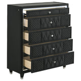 Lorient Black 5-Drawer LED Chest from Coaster - Luna Furniture