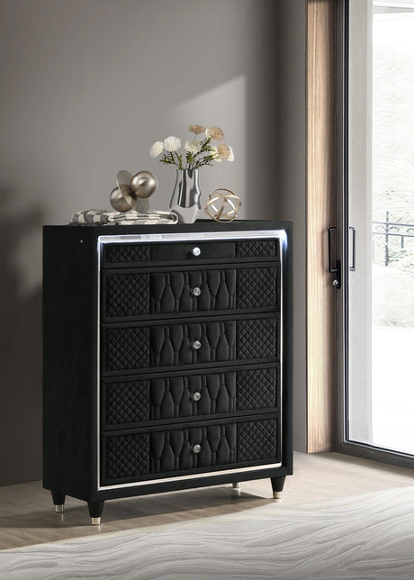 Lorient Black 5-Drawer LED Chest from Coaster - Luna Furniture