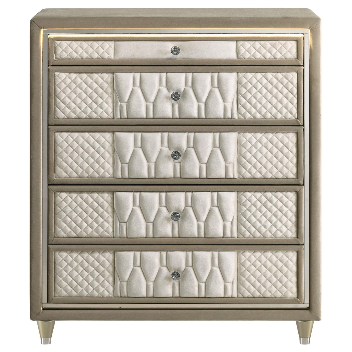 Lorient Ivory and Camel 5-Drawer LED Chest from Coaster - Luna Furniture