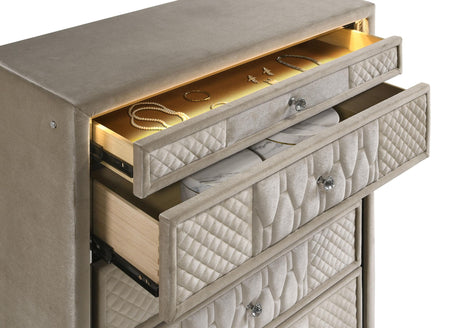 Lorient Ivory and Camel 5-Drawer LED Chest from Coaster - Luna Furniture