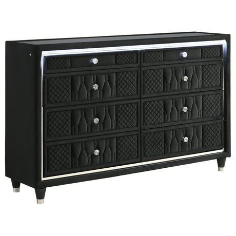 Lorient Black 8-Drawer LED Bedroom Dresser from Coaster - Luna Furniture