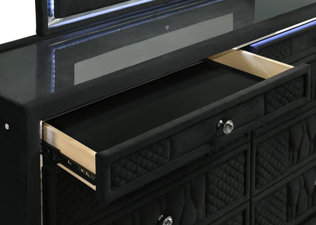 Lorient Black 8-Drawer LED Bedroom Dresser from Coaster - Luna Furniture