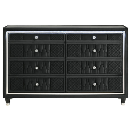 Lorient Black 8-Drawer LED Bedroom Dresser from Coaster - Luna Furniture
