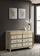 Lorient Ivory and Camel 8-Drawer LED Bedroom Dresser from Coaster - Luna Furniture