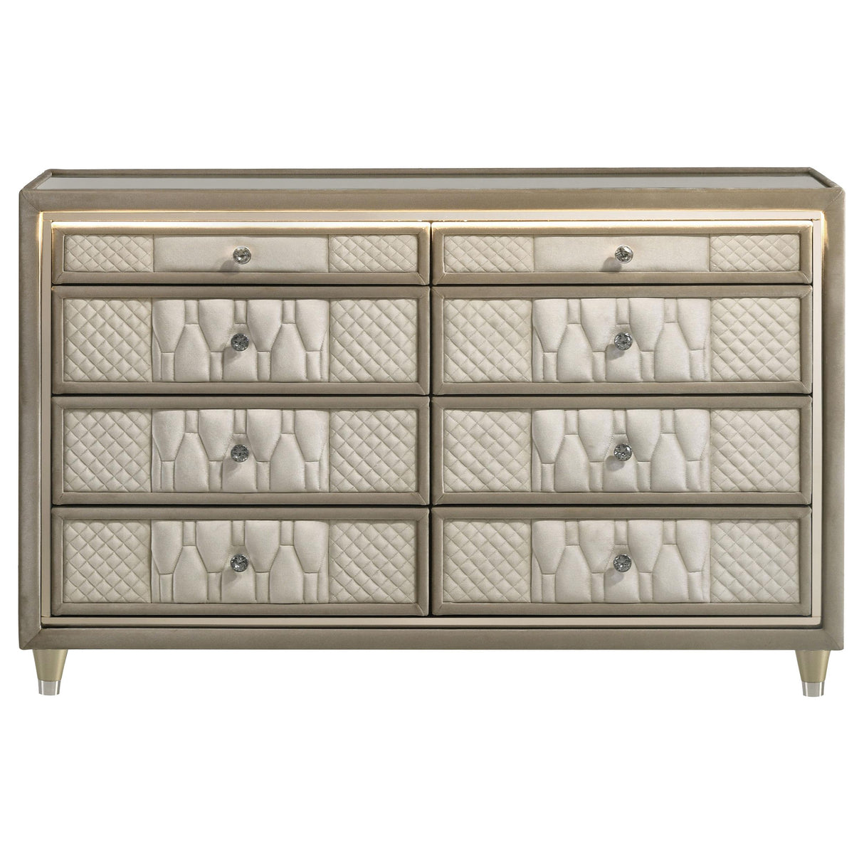 Lorient Ivory and Camel 8-Drawer LED Bedroom Dresser from Coaster - Luna Furniture