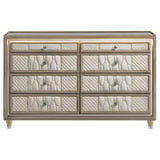 Lorient Ivory and Camel 8-Drawer LED Bedroom Dresser from Coaster - Luna Furniture