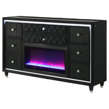 Lorient Black 8-Drawer LED Bedroom Flame Box Dresser from Coaster - Luna Furniture