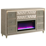 Lorient Ivory and Camel 8-Drawer LED Bedroom Flame Box Dresser from Coaster - Luna Furniture