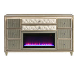 Lorient Ivory and Camel 8-Drawer LED Bedroom Flame Box Dresser from Coaster - Luna Furniture