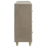 Lorient Ivory and Camel 8-Drawer LED Bedroom Flame Box Dresser from Coaster - Luna Furniture