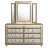 Lorient Ivory and Camel 8-Drawer LED Dresser with Mirror from Coaster - Luna Furniture
