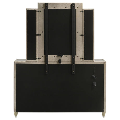 Lorient Ivory and Camel 8-Drawer LED Dresser with Mirror from Coaster - Luna Furniture