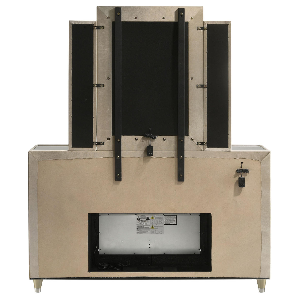 Lorient Ivory and Camel 8-Drawer LED Flame Box Dresser and Mirror from Coaster - Luna Furniture