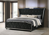 Lorient Black Eastern King LED Upholstered Bed from Coaster - Luna Furniture