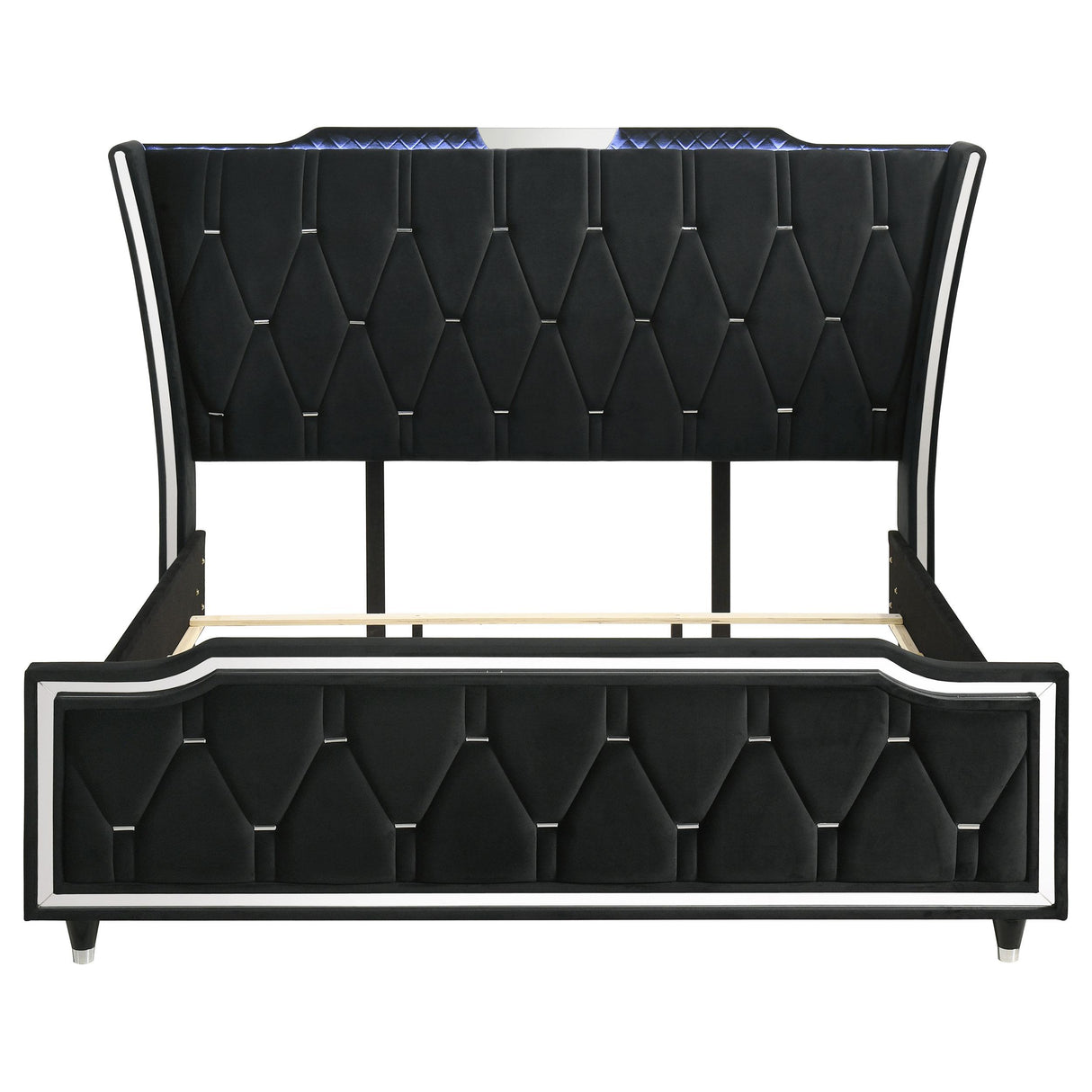 Lorient Black Eastern King LED Upholstered Bed from Coaster - Luna Furniture