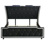 Lorient Black Eastern King LED Upholstered Bed from Coaster - Luna Furniture