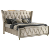 Lorient Ivory and Camel Eastern King LED Upholstered Bed from Coaster - Luna Furniture